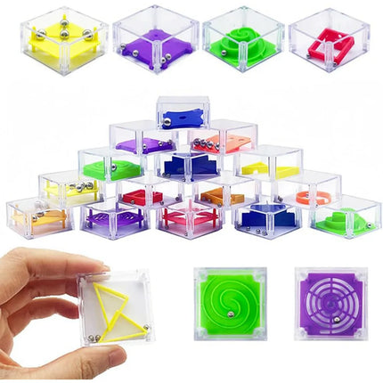 24Pcs for Kids Adults Enjoy Fun Balance IQ Mini Maze Game Cube Puzzle 3D Brain Maze Toy with Box Puzzles Party Favors