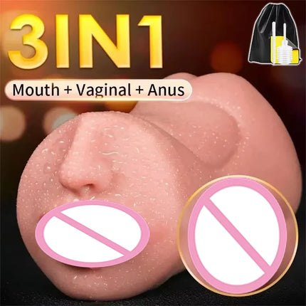 3 IN 1 Male Masturbation Adult Sex Pocket Pussy Sex Toys for Men with Realistic Vagina 18 Masturbator Cup Sex Doll Tooys for Men