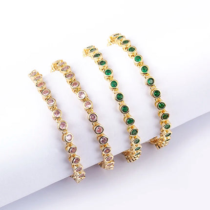 AIBEF INS Popular Romantic 5 Colors Rhinestone Women Pendant Gold Plated Iced Out Tennis Chain Necklace Charm Copper Zircon Gift