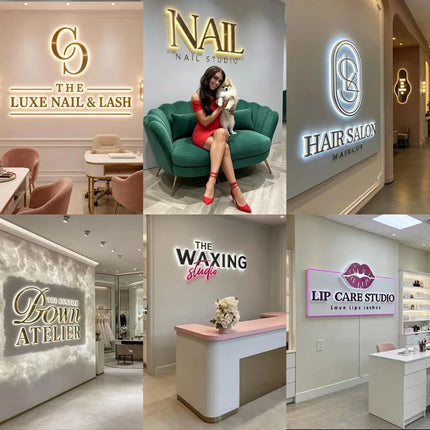 Custom 3D Backlit Business Sign Metal Sign For Beauty Salon Clinic Led Letters Halo lit Business Logo Light up Company Sign
