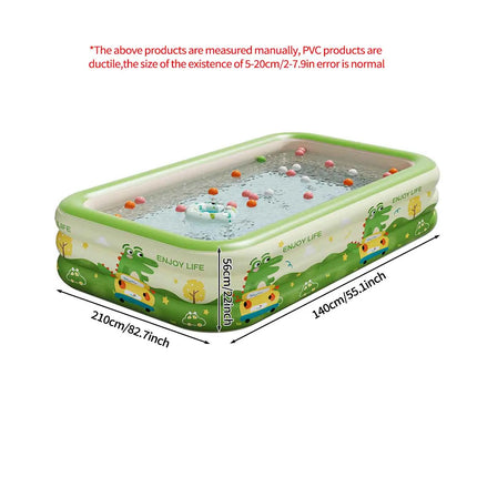 Inflatable Swimming Pool Set Portable Rectangular PVC Pool with Pump Balls and Pool Floats for Backyard Summer Water Fun
