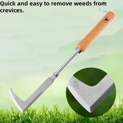 Stainless Steel Gap Weeding Tool L-Shaped Garden Weeder Hand Tool for Pavement Crack Weed Removal Yard Patio Driveway Lawn Care