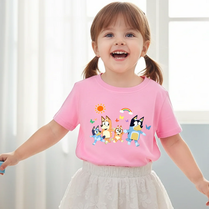 Bluey Kids Tees Clothes T Shirts Children Cartoons Casual Tops Boys Girl Short Sleeve Tee Cute Outfits Gift T-Shirt White/Black