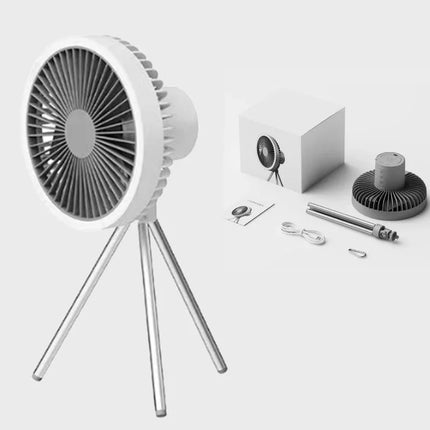 Portable 1200mAh Rechargeable Camping Fan with Power Bank Function Wireless Desktop Ceiling Circulator Electric Fan with Lightin