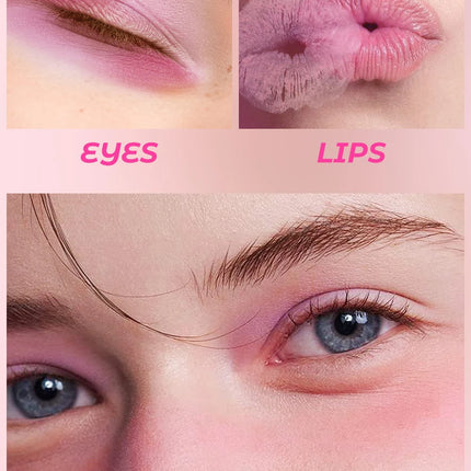 YOUNG VISION 6-Color Matte Heart Blush, Contour Stick, Face Sculpting Mousse Blush, and Lipstick 3-in-1, gift 1pcs makeup brush