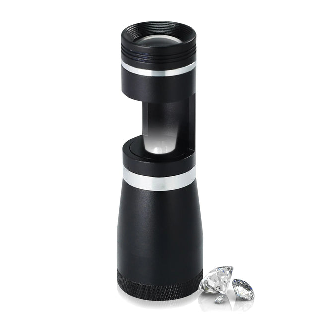 Professional 10x Darkfield Loupe for Gemstone Identification, Triplet Lens with Built-in LED, Compact Aluminum Body,Jewelry Tool