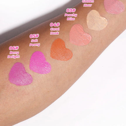 YOUNG VISION 6-Color Matte Heart Blush, Contour Stick, Face Sculpting Mousse Blush, and Lipstick 3-in-1, gift 1pcs makeup brush