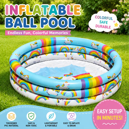 1PC Portable Inflatable Ball Pit Unicorn Rainbow Round Blow Up Pool Indoor Outdoor Ball Pool Summer Pool