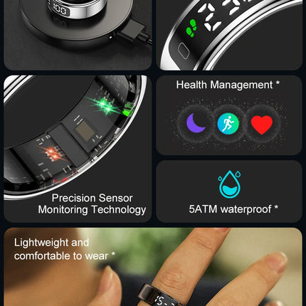 SITOPWEAR 2025 Smart Ring With Display,Men Women Couple Smartring,Heart Rate Monitor,Sleep Step Sport Tracker Smart Praise Ring