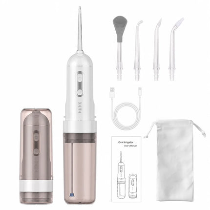 Portable Cordless Oral Irrigator Water Flosser 200ml Water Tank 4 Modes IPX7 Waterproof USB-C Rechargeable With Tongue Cleaning