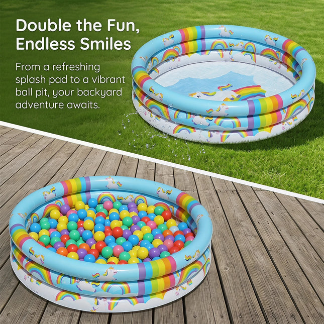 1PC Portable Inflatable Ball Pit Unicorn Rainbow Round Blow Up Pool Indoor Outdoor Ball Pool Summer Pool