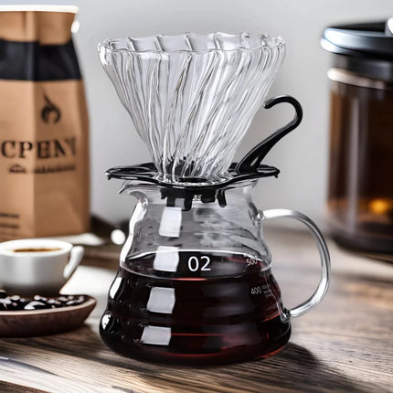 350/600/800ml Hand Brew Coffee Carafe Clouds Shape Clear Glass Kettle Sharing Pot with Lids Espresso Coffee Maker Accessories