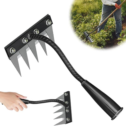 5/6/7/8 Tines Weed Puller Tool Garden Weed Pulling Tool Rake Alloy Steel Hand Weeder Tool Weed Remover Tool for Farm Backyard