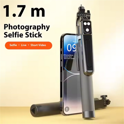 FANGTUOSI 1.7M 360 ° rotation Selfie Stick Wireless Tripod Stand with Light Bluetooth Remote Extendable phone holder for Tlktok