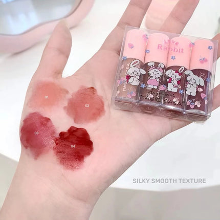 MAGIC CASA Mini Rabbit Lip Gloss Set | 4-Piece Mirror Smooth Silky Shine Gloss | Hydrating, Long-Lasting Water Gloss Finish