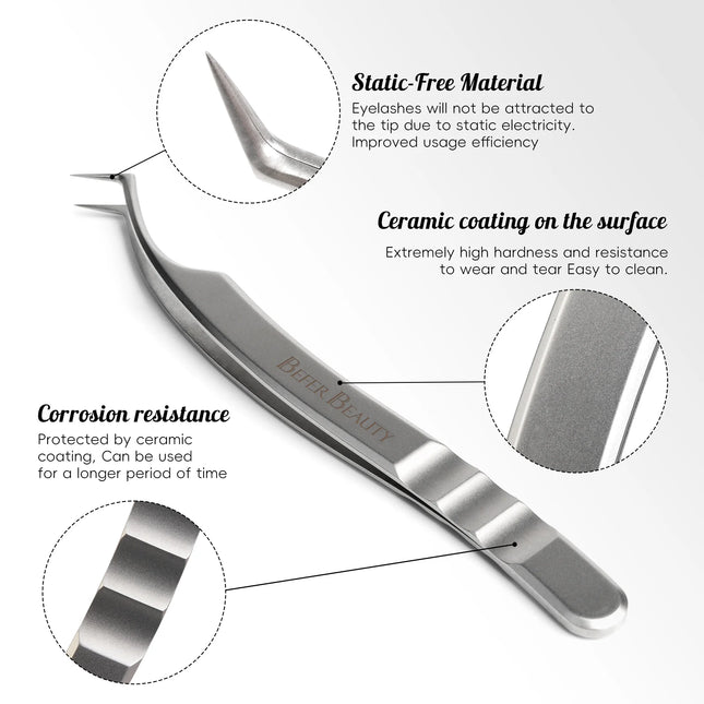 Anti-Static Tweezers Eyelash Extension Professional High Precision Volume Tweezer Stainless Steel Tweezers Antislip Makeup Tool