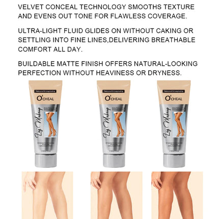 OCHEAL 100ml Beauty Leg Cream Makeup Body Coverage Long-lasting Waterproof Concealer Skin Tone Wheat Tan Brown Liquid Foundation