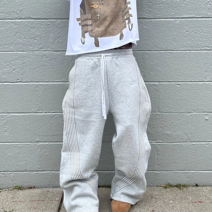 Casual Loose Straight Leg Pants Striped 2025 Summer Fashion Trend Brand Street Hip-hop Jogging Men's Women's Harajuku Sweatpants