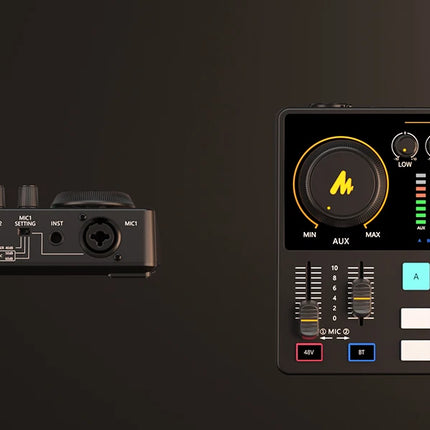 maonocaster AME2 Sound Card Maonocaster Audio Interface Podcast Equipment Studio All-In-One Mixer for Live Streaming,Guitar,PC