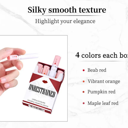 4 pcs/set Cigarette Lipstick Set Long Lasting Lip Glaze Matte Lip Gloss Waterproof Lip Stick Tube Nude Lip Tint Makeup Cosmetics