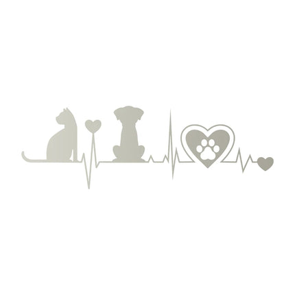 Dog and Cat Silhouette Heartbeat Vinyl Wall Stickers Pet Veterinary Shop Window Decal Car Laptop Removable Decal Veterinary Gift