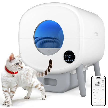 Fumoi Smart Self-Cleaning Cat Litter Box, Large Capacity Automatic Cat Litter Box with App Control & Safety Protection for Multiple