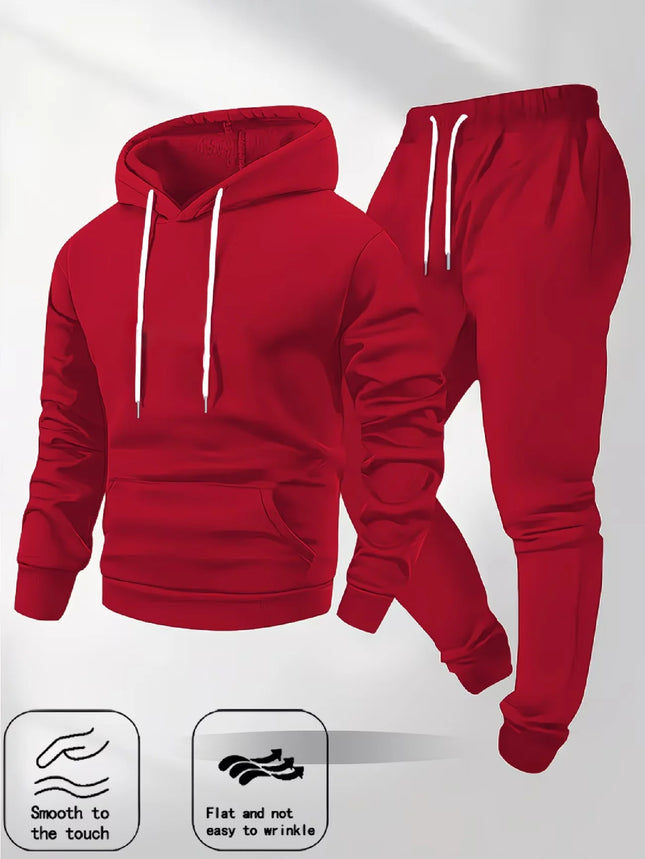Men's Casual Sport Hoodie And Long Sweatpants Two-Piece Set Perfect for Outdoor Sports And Leisurely Strolls