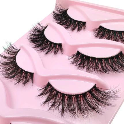 5 Pairs Cat eye Eyelashes 3D Natural False Lashes Fluffy Soft Cross Clear Band Lashes Manga Lashes Wispy Eyelash Makeup