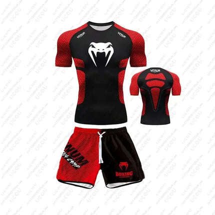 Men Male Boys UFC Boxing Casual Breathable T-Shirt Tee Top T Shirt Gift Sport Fighting Performance 2026 Jiu-jitsu Shorts Set MMA