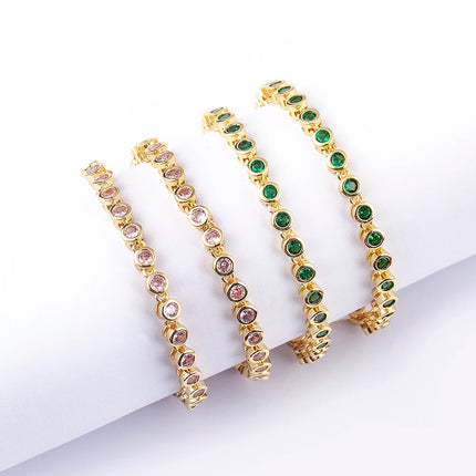 AIBEF INS Popular Romantic 5 Colors Rhinestone Women Pendant Gold Plated Iced Out Tennis Chain Necklace Charm Copper Zircon Gift