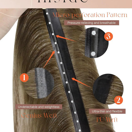 VeSunny Butterfly Hair Extensions Real Human Hair Balayage Genius Weft Hair Extensions Invisible Straight Micro Bead Remy Hair