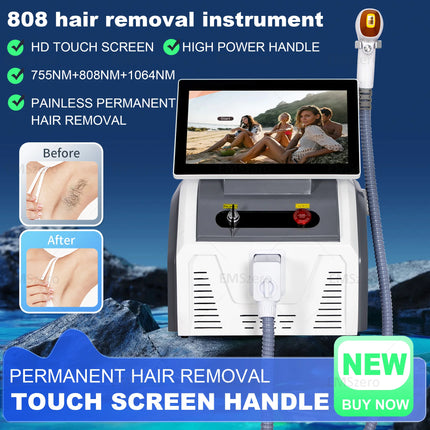 808nm Diode Hair Removal Machine 3 Wavelength 808nm 755nm 1064nm Permanent Hair Removal Equipment Painless Body Epilator Device