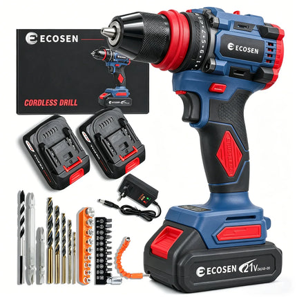 Furadeira Parafusadeira Brushless 21V 85N.m Com 2 Baterias, Kit Completo Com Acessórios E Carregador Bivolt