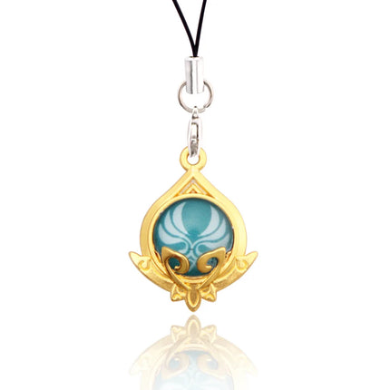 Genshin Impact Hanging Rope Pendant Keychain Eye Of God Seven Elements Double Sided Glass Pendant Keyring Cell Phone Charm
