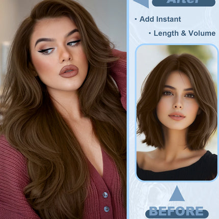 Real Human Hair Halo Hair Extensions with Invisible Wire Adjustable Band Secret Clip-in Extensions for Women 2 Oz Medium Brown