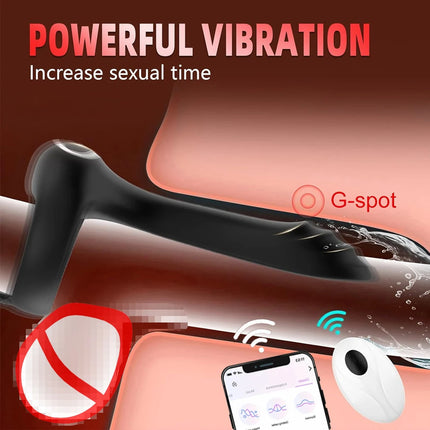 Wireless Bluetooth Cockring Vibrator Male Delay Ejaculation Remote Control Penis Sleeve Vaginal Stimulator Sex Toys for Couple