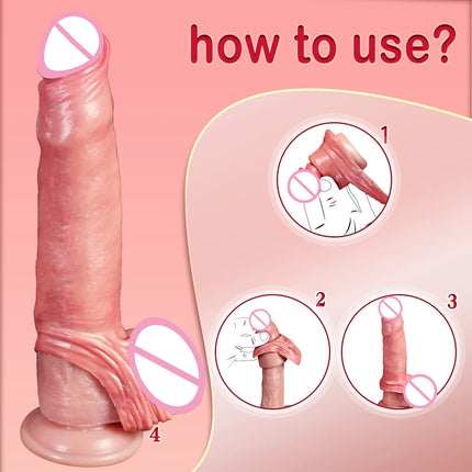 Soft Silicone Condom Enlargement Penis Sleeve Realistic Penis Extender Sex Toys for Men Sexual Tools Reusable Condom Cock Sleeve