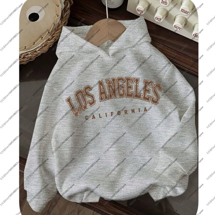 Young Boys Casual Comfortable Los Angeles Graphic Hoodie Girls Men Tee Autumn/Winter Pullover Top Gift Cotton Sweatshirt Sport