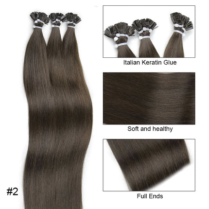 Straight Human Hair Extension By Fusion Flat Tip Keratin Capsules 0.8g/ 1g/Strand 50pcs Natural Hair Extension Ombre Blond Color