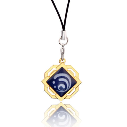Genshin Impact Hanging Rope Pendant Keychain Eye Of God Seven Elements Double Sided Glass Pendant Keyring Cell Phone Charm