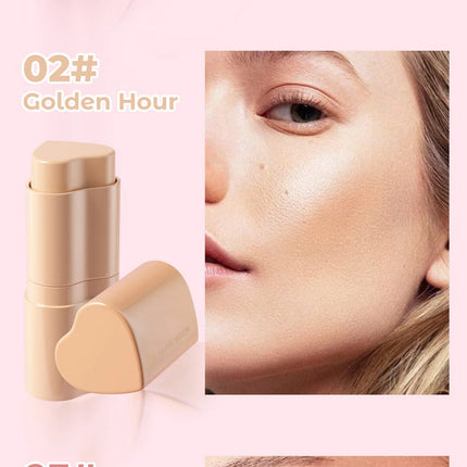 YOUNG VISION 6-Color Matte Heart Blush, Contour Stick, Face Sculpting Mousse Blush, and Lipstick 3-in-1, gift 1pcs makeup brush