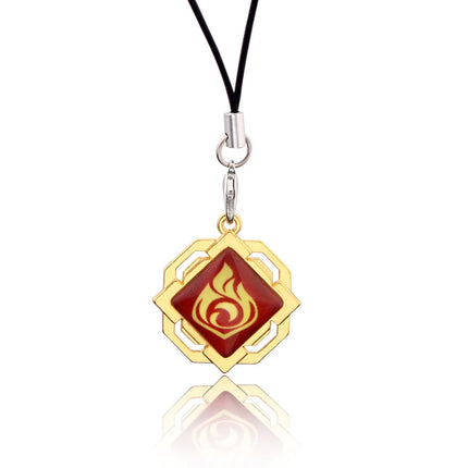 Genshin Impact Hanging Rope Pendant Keychain Eye Of God Seven Elements Double Sided Glass Pendant Keyring Cell Phone Charm