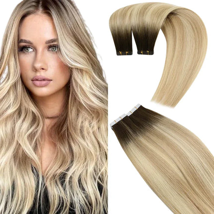 Moresoo Virgin Tape in Hair Extensions 100% Real Human Hair 2.5g/pcs Natural Straight High Quality 12 Months Hair Tape ins
