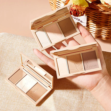 3-In-1 Contouring Powder - Easy To Blend, Highlight And Contour Palette, Ultra-Fine And Long-Lasting, Complexion-Enhancing Shade