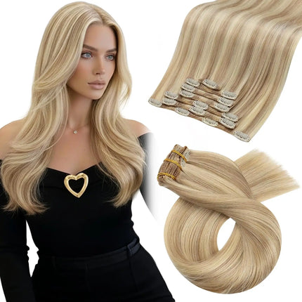 [Hot Sale] Moresoo Clip in Hair Extensions Real Natural Hair Remy Straight Set 5&7 Pcs Brazilian Clip in Human Hair Extensions