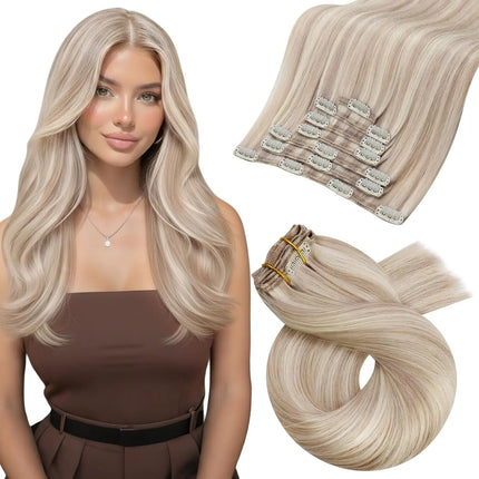 [Hot Sale] Moresoo Clip in Hair Extensions Real Natural Hair Remy Straight Set 5&7 Pcs Brazilian Clip in Human Hair Extensions