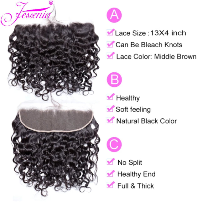 16A Lace Frontal Only 13x4 Water Wave Closure Human Hair Brazilian Lace Front Closure Deep Water Kinky Curly Straight Wave Lace