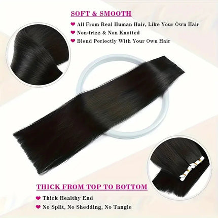 Straight Tape In 100% Real Remy Human Hair Brazilian Human Hair Extensions Skin Weft Adhesive Tape Hair Extensions 50G/set 20pcs