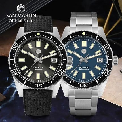 San Martin 62mas Diver Watch 39mm Classic NH35 Men Automatic Mechanical Watches Sapphire Waterproof 200m  SLN C3 Luminous SN0007