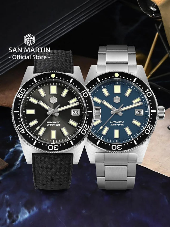 San Martin 62mas Diver Watch 39mm Classic NH35 Men Automatic Mechanical Watches Sapphire Waterproof 200m  SLN C3 Luminous SN0007
